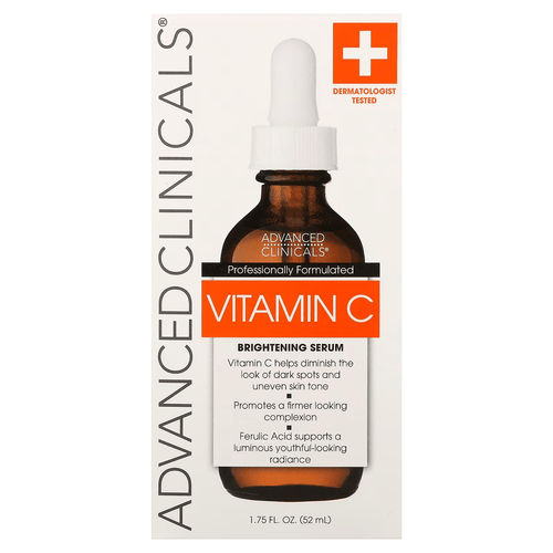 Vitamin C brightening serum for dark spots, uneven skin tone and radiant glowing skin by Advanced Clinicals package