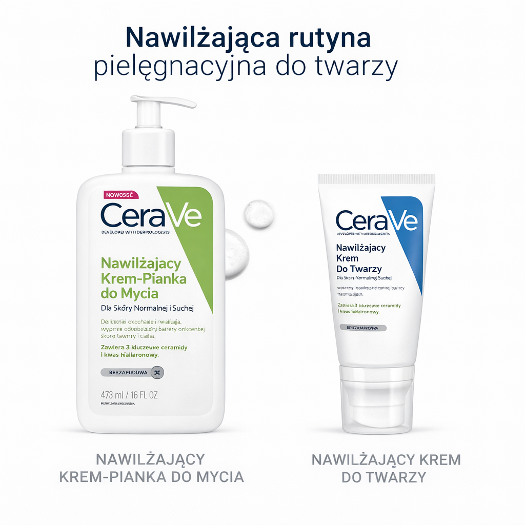 CeraVe hydrating cream to foam cleanser for normal to dry skin cleanser and moisturizing cream pump bottle