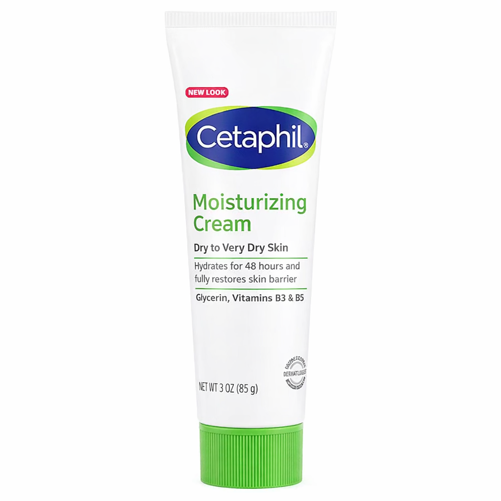 Cetaphil moisturizing cream for dry to very dry skin with glycerin and vitamins B3 and B5 85g front