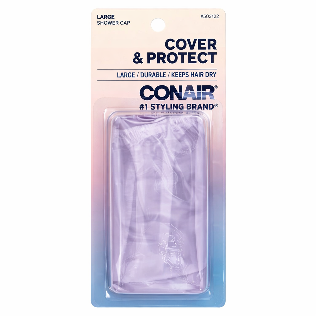 Conair large shower cap waterproof durable reusable hair cover for protecting hair from moisture front