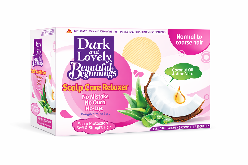 Dark and Lovely Beautiful Beginnings scalp care relaxer no-lye hair relaxer with coconut oil and aloe vera 3d image