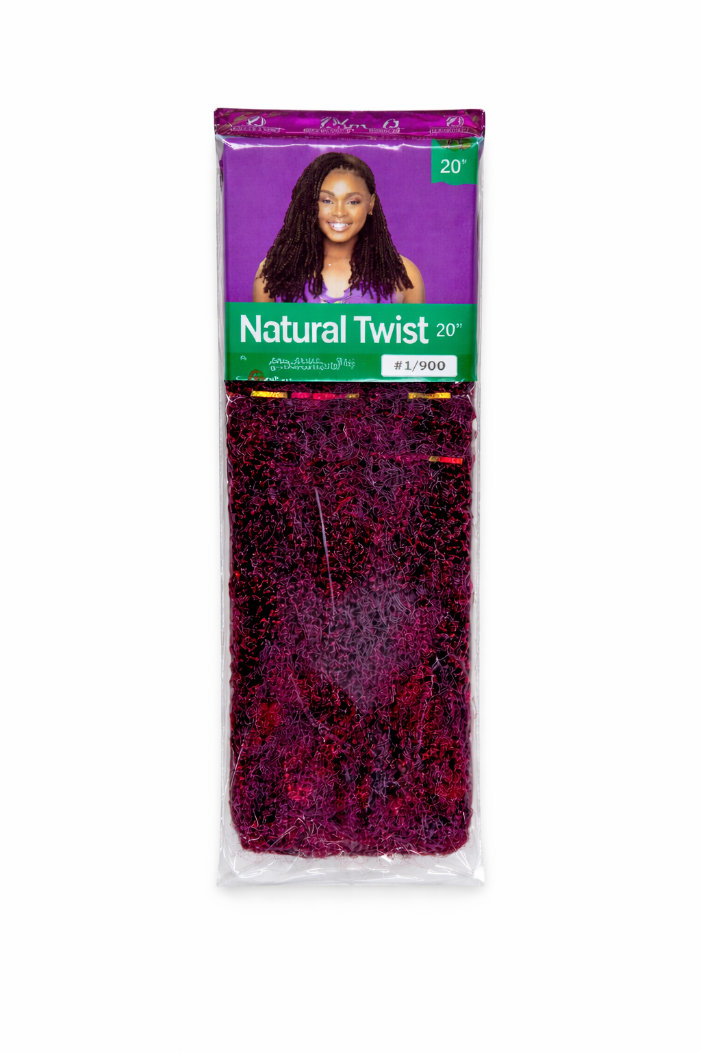 Darling Natural Twist 20 inch crochet braiding hair synthetic twist hair for protective hairstyles color 1/900 Black mixed with burgundy strands