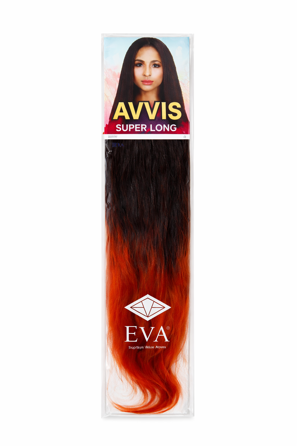 Eva Avvis Super Long Hair Extension synthetic braiding hair for long braided hairstyles  color 1/350 Jet Black with Dark Auburn Blend