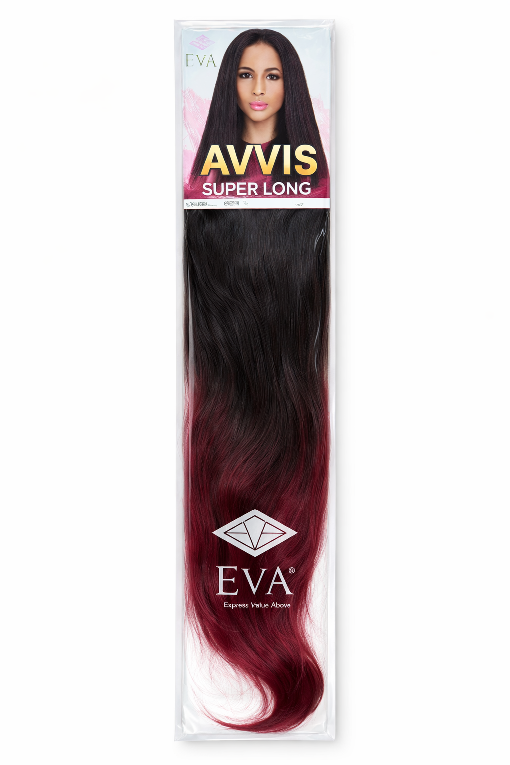 Eva Avvis Super Long Hair Extension synthetic braiding hair for long braided hairstyles color 1/900 Black mixed with burgundy highlights