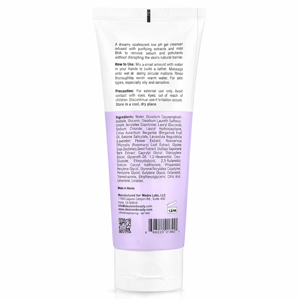 IDEALOVE A Dream Come True Low pH Mystical Cleansing Gel 150ml gentle facial cleanser back view