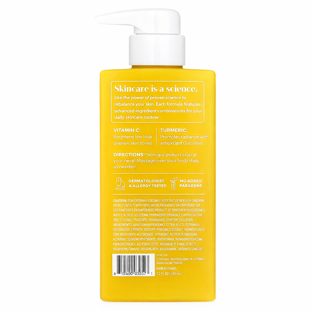 Medix 5.5 vitamin C turmeric body cream for brightening firming and moisturizing skin 444ml back