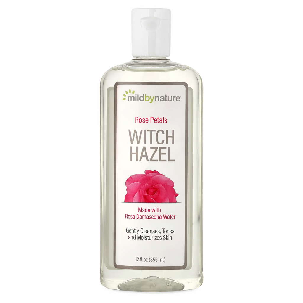 Mild By Nature Rose Petals Witch Hazel toner 355ml for cleansing toning and moisturizing skin front