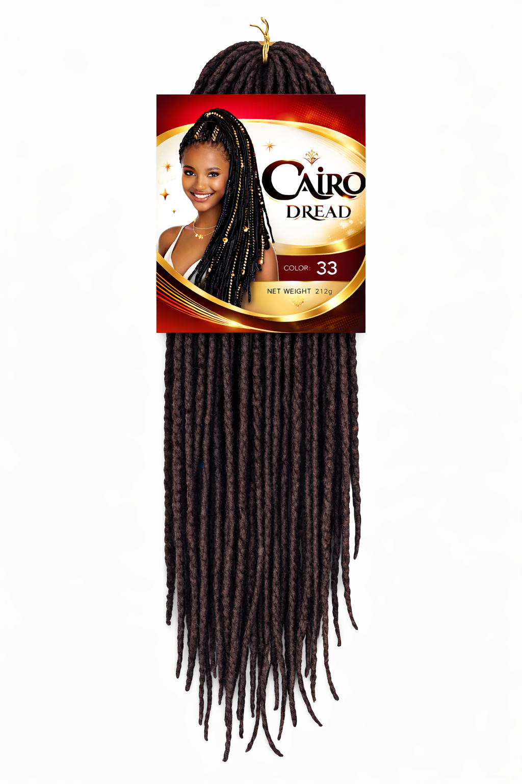 Prima Afro Cairo Dread crochet hair extension synthetic faux dreadlocks for protective hairstyles color 33 Dark Auburn