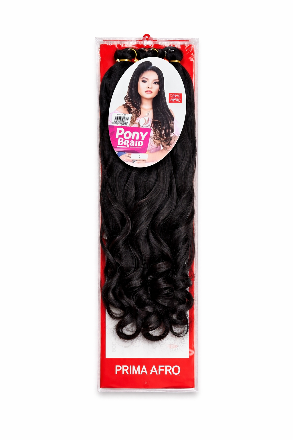 Prima Afro Pony Braid hair extension for ponytail braids and long braided styles color 1 black