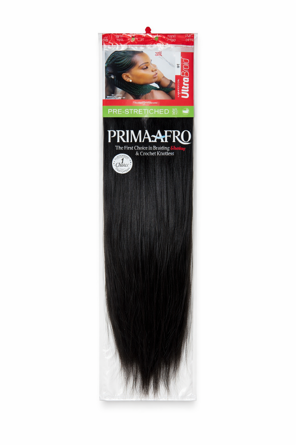 Prima Afro Ultra Braids pre-stretched braiding hair synthetic hair extension for braids and crochet styles color 1 black