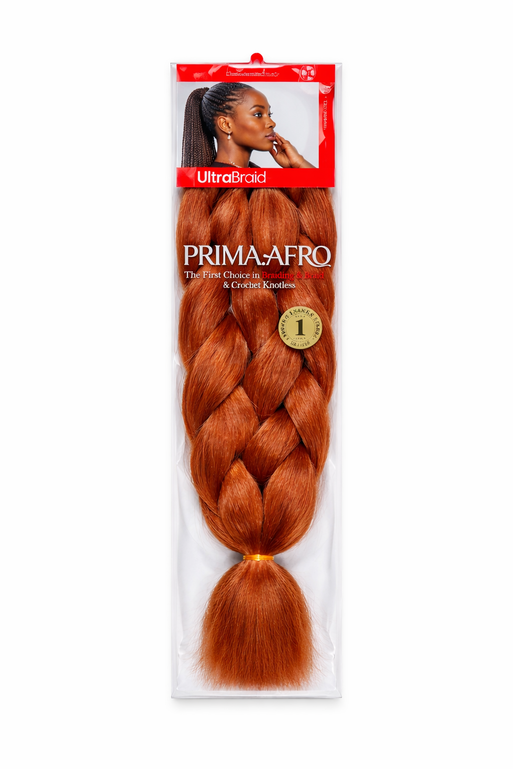 Prima Afro Ultra Braids pre-stretched braiding hair synthetic hair extension for braids and crochet styles color 350 Deep reddish brown