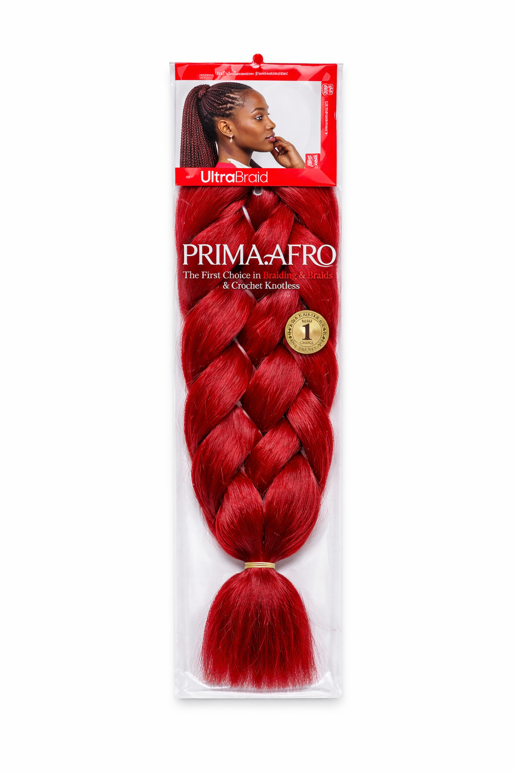 Prima Afro Ultra Braids pre-stretched braiding hair synthetic hair extension for braids and crochet styles color 900 Dark wine red