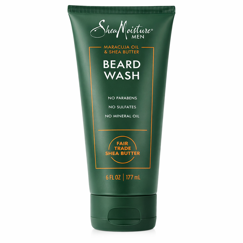 SheaMoisture Men beard wash with maracuja oil and shea butter for cleansing and softening beard front