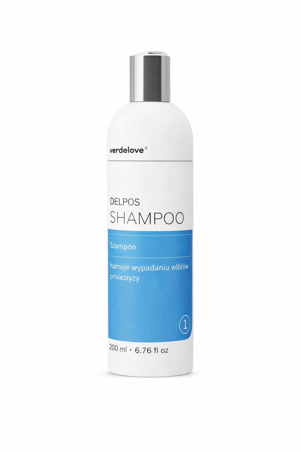 Verdelove Delpos anti hair loss shampoo 200ml bottle with packaging bottle